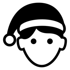 Tiempo de Navidad. Icono con dibujo sencillo de la cabeza de un hombre con un gorro de Santa Claus para su uso en tarjetas y felicitaciones