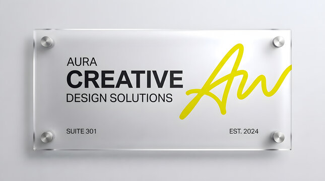 Modern Acrylic Glass Office Sign for Creative Agency Branding