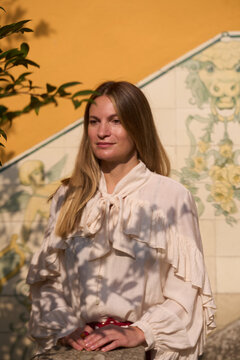 Portrait of a Woman in a Park on a Sunny Day