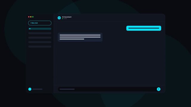Digital chat interface with blue glowing text bubbles and messaging system