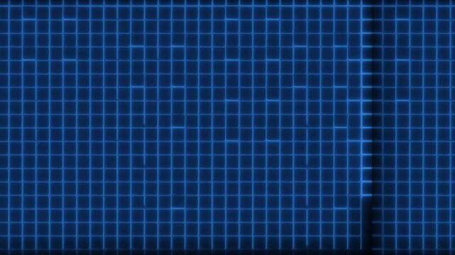 Grid pattern blue neon background animation features dark vertical bars. Pattern blue neon grid canvas provides clean modern tech graphics. Background grid pattern is sleek.