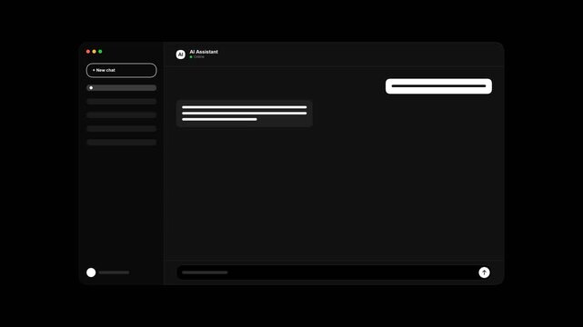 Messaging app user interface animation showing active chat conversation