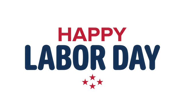 Happy labor day text design with red and blue colors isolated on a white background graphic