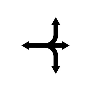Multi Directional Four Way Split Arrow For Business Decision And Strategy