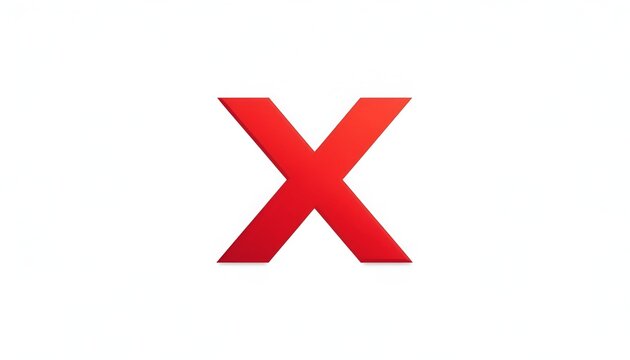 Bold Red Letter X Centered on Clean White Background, Minimal Typography Symbol with Strong Color Contrast, Modern Graphic Design and Conceptual Visual