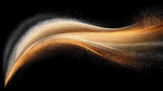 Glowing ember dust particles streaming through the air in a dynamic gold and bronze flow