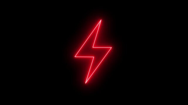 Neon line Energy electricity lighting bolt sign icon. neon battery charging icon animation, Neon bolt sign. neon lightning bolt, 4k motion video