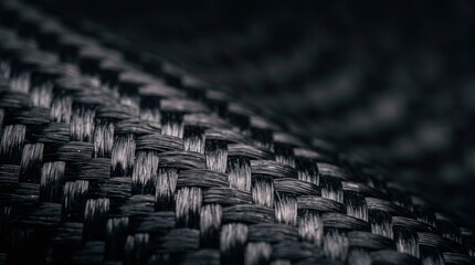 Fototapeta premium Black Woven Carbon Fiber Texture Close Up