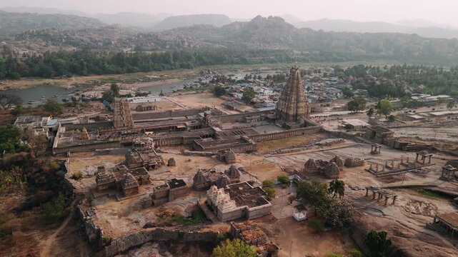 Hampi virupaksha temple and ancient ruins in karnataka, india a unesco world heritage site