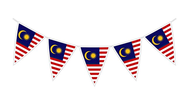 Bunting with malaysia flags isolated on white background