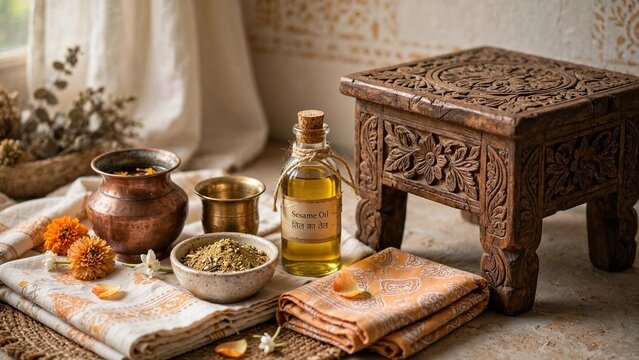 Sesame Oil and Herbal Ubtan Set for Abhyang Snan Ritual
