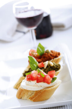 Bruschetta with pesto, italian starters