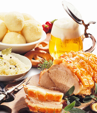 German roast pork with dumplings