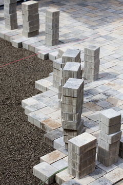 Germany, Rhineland Palatinate, Construction of paving stones