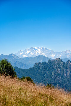 Scenic view of Monte Rosa mountain from Alpe Pala in Piedmont Italy