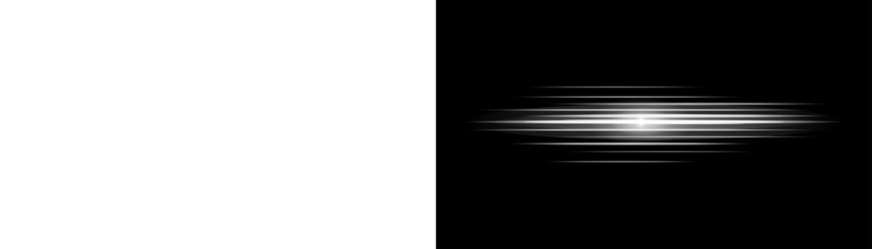 White Horizontal Light Streak and Glow Effect for Modern Graphic Design Isolated Transparent Background