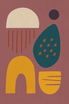 Abstract bohemian illustration features organic and geometric shapes