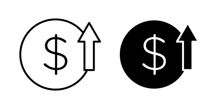 Cost increase icon outline symbols series