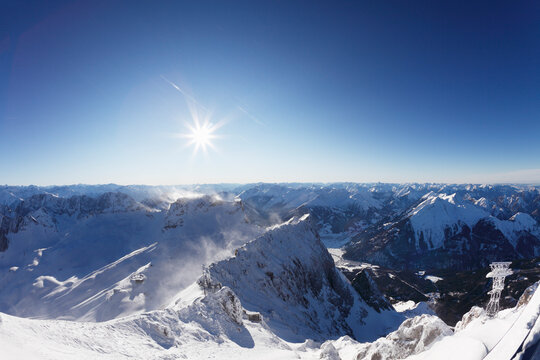 Germany, Bavaria, View of snowy mountains