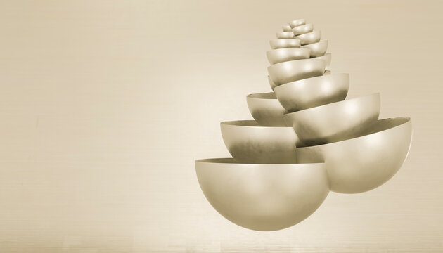 Abstract floating shell shows balance and harmony on beige background