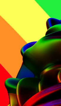 Colorful sculptural form creates dynamic abstract art without people