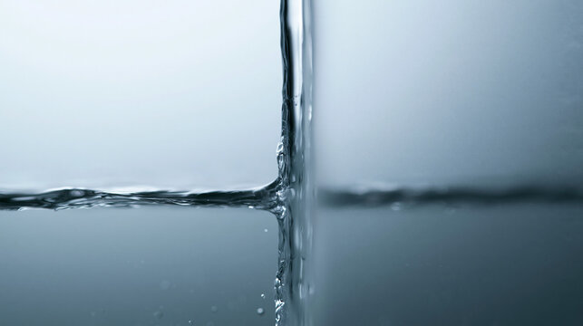 Macro View of Clean Water Surface and Glass Boundary