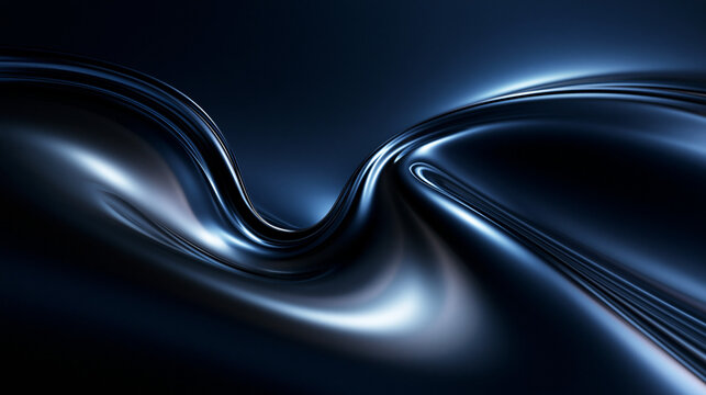 Abstract Dark Blue Metallic Fluid Wave Background
