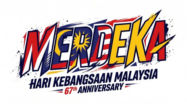 Merdeka 67th anniversary hari kebangsaan malaysia typography