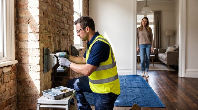 Specialist secures a masonry wall retrofit in an occupied home