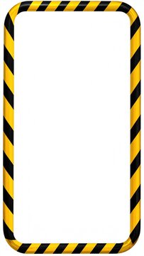 Blank White Background with Black and Yellow Striped Caution Border for Safety and Warning Design Concepts