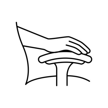 Detailed minimal line icon depicting an arm resting comfortably on a padded office chair armrest.