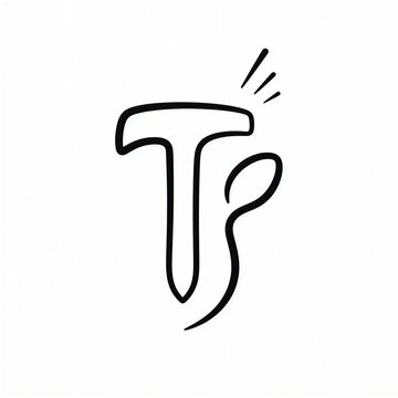 Minimalist abstract T-shaped logo with curved accent and motion marks