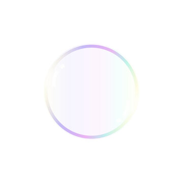 Realistic 3D Iridescent Soap Bubble Vector Illustration Isolated on Transparent Background