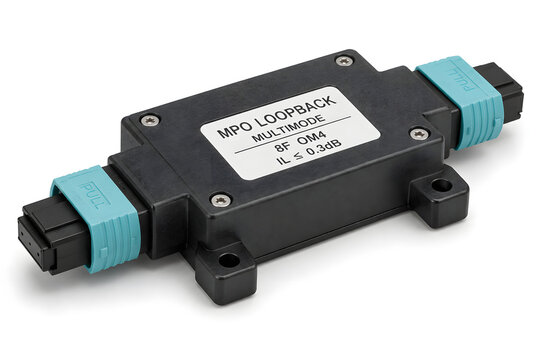 MPO Fiber Loopback Module Isolated on White Background