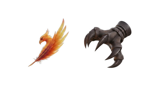 Fantasy Phoenix Feather and Dark Dragon Claw Talon Icons