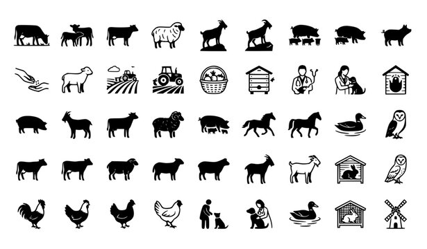 Premium Farm Animals Livestock Agriculture Mega Vector Collection