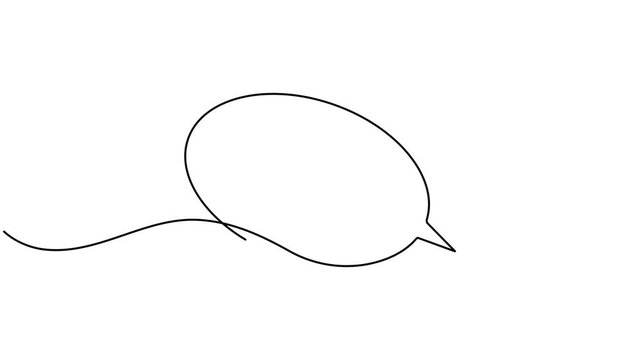 Animated paper plane in a speech bubble sign continuous one line drawing moving on white background minimalist single art transfer of social media chat symbol animation