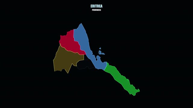 Eritrea Highlighted on World Map with Flag Colored Regional Assembly