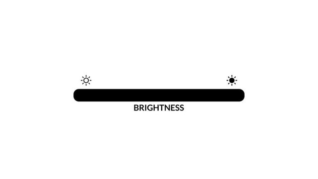 Brightness bar increasing from zero percent to hundred percent, Screen brightness adjustment bar animation on transparent background, Brightness bar animation increasing in 4k with alpha channel.