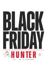 Fototapeta premium Black friday hunter text with shopping bag on white background
