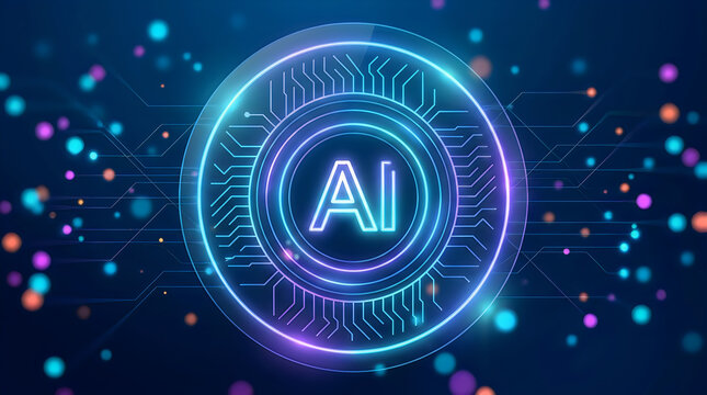 Glowing AI Circuit Technology With Futuristic Digital Chip Interface And Artificial Intelligence Concept