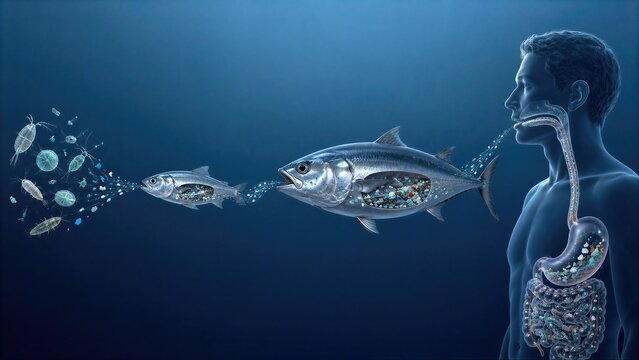 Microplastics Bioaccumulation Through the Marine Food Chain to Humans