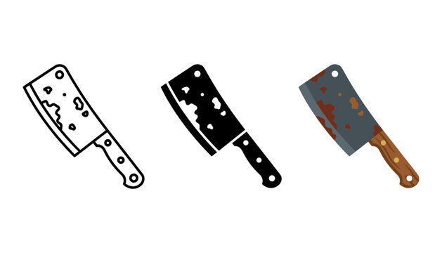 Three types of utility knives and tools set with handles