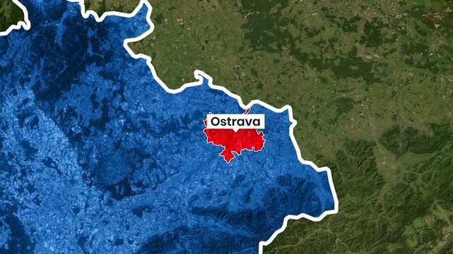 Czech Republic aerial map video footage highlighting the Ostrava city area
