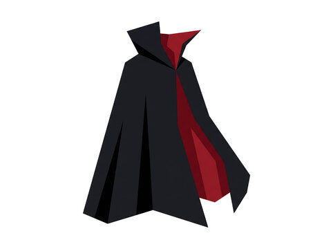 Halloween Vampire Cape with High Collar and Red Lining Vector Icon