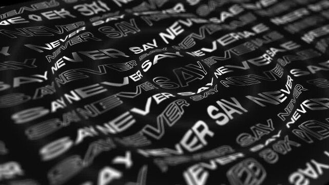 Kinetic typography motion background with water ripple distortion on black text pattern. Abstract 3D liquid waves animation for music videos, tech branding, VJ loops and video editing