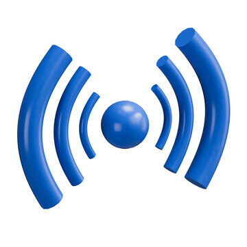 3D Blue Wireless Wi-Fi Signal Icon Isolated on White Background