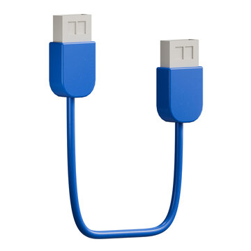 3D Blue USB Connection Cable Isolated