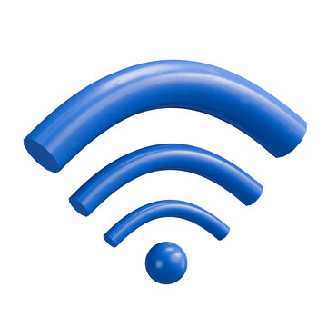 3D Blue Wifi Icon Isolated on White Background