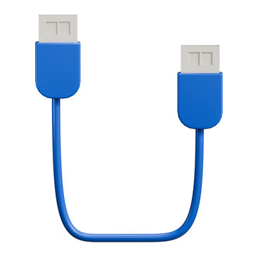 Blue 3D USB Type C Data Cable Illustration